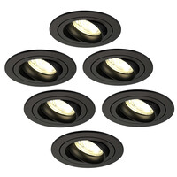 Ledvion 6x Lampy Wpuszczane w Sufit - Tokio - ściemniane - 5W - 2700K - ø92mm