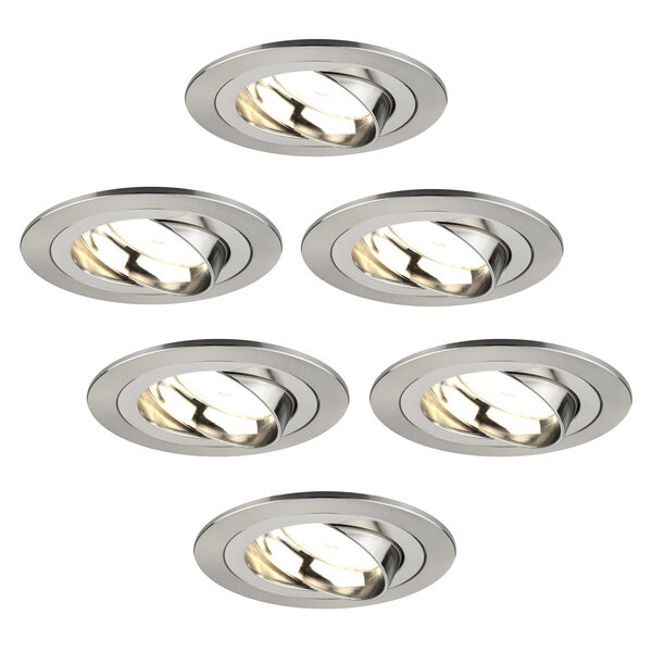 Ledvion 6x Lampy Wpuszczane w Sufit - Stal Nierdzewna - Tokio - ściemniane - 5W - 2700K - ø92mm