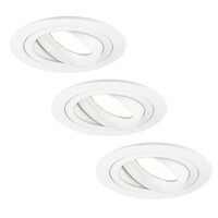 Ledvion 3x Lampy Wpuszczane w Sufit - Białe - Tokio - ściemniane - 5W - 4000K - ø92mm