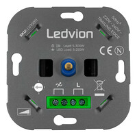 Ledvion Ściemniacz LED - Obwód zmienny >2 ściemniacze, 1 punkt światła - 5-250W - Odcięcie fazy - Uniwersalny