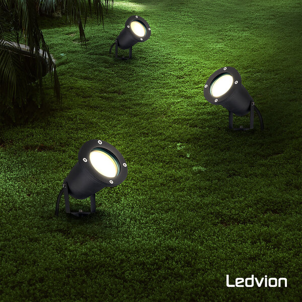 Ledvion Reflektor Ogrodowy LED - Czarny - IP65 - 5W - 2700K - Kabel zasilający 1 metr