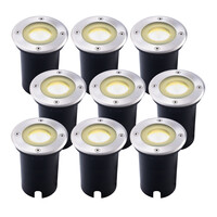 Ledvion 9x Zewnętrzny Lampy Najazdowe LED - Okrągły - Czarny - IP67 - 5W - 2700K - Kabel zasilający 1 metr