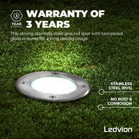 Ledvion Zewnętrzny Lampy Najazdowe LED - Okrągły - Czarny - IP67 - 5W - 6500K - Kabel zasilający 1 metr