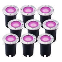 Ledvion 9x Zewnętrzny Lampy Najazdowe LED - Okrągły - Czarny - IP67 - 5W - RGBWW - Kabel zasilający 1 metr