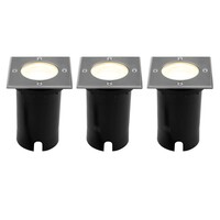 Ledvion 3x Lampy Najazdowe LED - Kwadratowy - Czarny - IP67 - 5W - 2700K