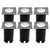 Ledvion 6x Zewnętrzny Lampy Najazdowe LED - Kwadratowy - Czarny - IP67 - 5W - 4000K - Kabel zasilający 1 metr