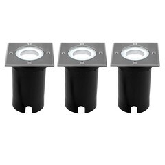 3x Lampy Najazdowe LED - Kwadratowy - Czarny - IP67 - 5W - 6500K