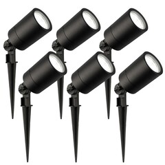 6x Reflektor Ogrodowy LED -  Czarny - IP65 - 5W - 6500K