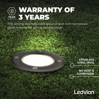 Ledvion 3x Zewnętrzny Lampy Najazdowe LED - Kwadratowy - Czarny - IP67 - Gniazdo GU10 - Kabel zasilający 1 metr