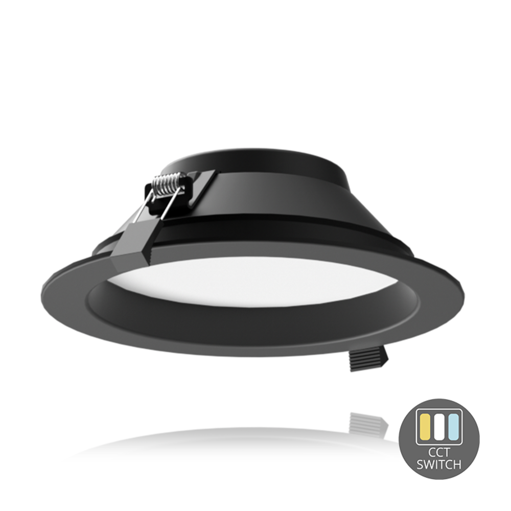 Lampyshop Downlight LED - 15W - Ø170 mm - Przełącznik CCT - Czarny - 5 lat gwarancji