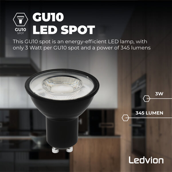 Ledvion Żarówka LED GU10 - 3W - 2700K - 345 Lumenów - Możliwość ściemniania