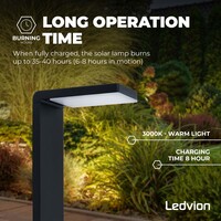 Ledvion Lampa Stojąca Solarny LED z Czujnikiem Ruchu - Czarny - IP44