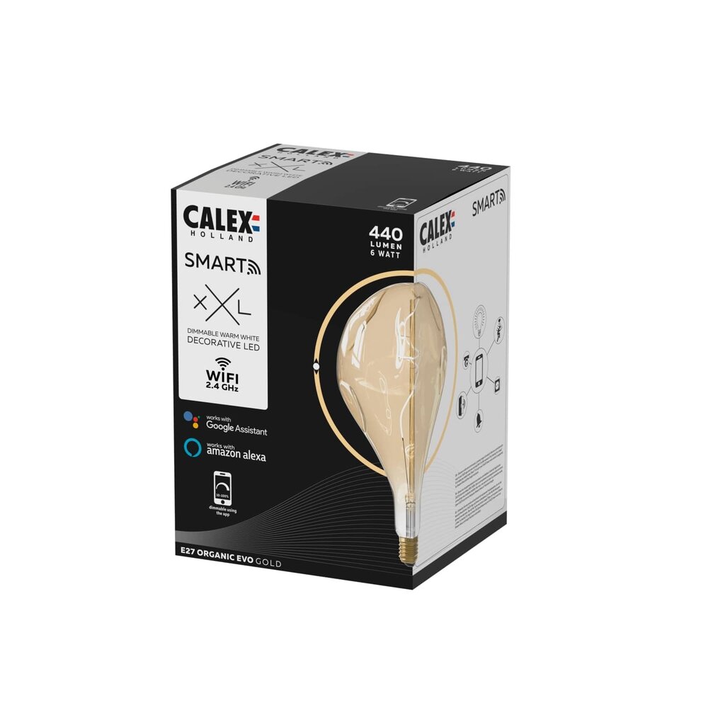 Calex Inteligentna Żarówka XXL Organic EVO LED Calex - E27 - 6W - 280 Lumenów - 1800K - Żarnik - Możliwość ściemniania za pomocą aplikacji