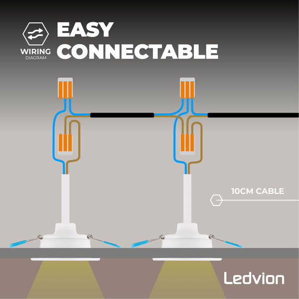 Ledvion Downlight LED 7W - 4000K - 630 Lumenów - Ø90-102 mm