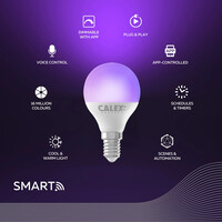 Calex Inteligentna Lampa LED RGB+CCT E14 - Wifi - Ściemnialna - 4,9W