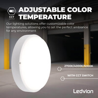 Ledvion Bulkhead LED Ø28 CM - Lampa Sufitowa - 20W - CCT - 2000 Lumenów - Biały - IP65 Wodoodporność - 5 lat gwarancji