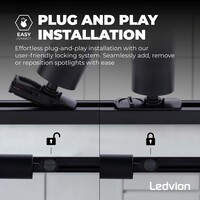 Ledvion 3m Inteligentne Oświetlenie Szynowe LED - 7x Reflektor Szynowy - 4,9W - RGB+CCT - Możliwość Przyciemniania - System Szynowy 1-fazowy - Czarny