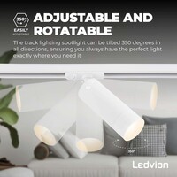 Ledvion 2m Oświetlenie Szynowe LED - 6x Reflektor Szynowy - Możliwość Przyciemniania - System Szynowy 1-fazowy - Biały