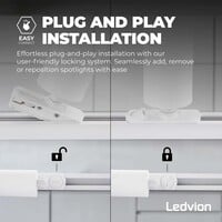 Ledvion 1m Oświetlenie Szynowe LED - 4x Reflektor Szynowy - 5W - 2700K - Możliwość Przyciemniania - System Szynowy 1-fazowy - Biały