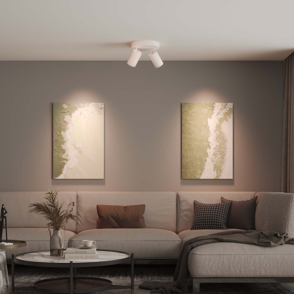 Ledvion Reflektory Sufitowe LED Białe Duo - Ściemniane - 3W - 2700K - Uchylne