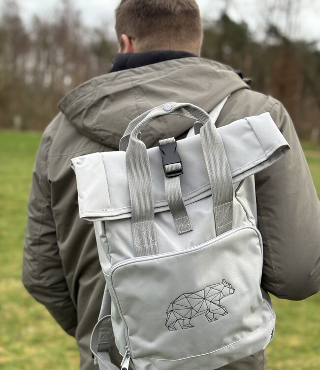 Backpack met tekst, origami figuur of lijntekening