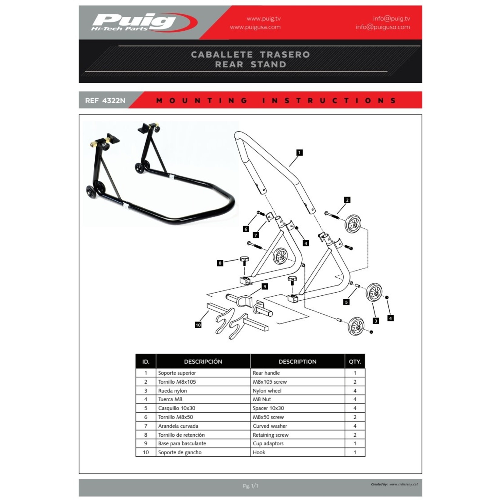 Puig Puig paddock rear stand black