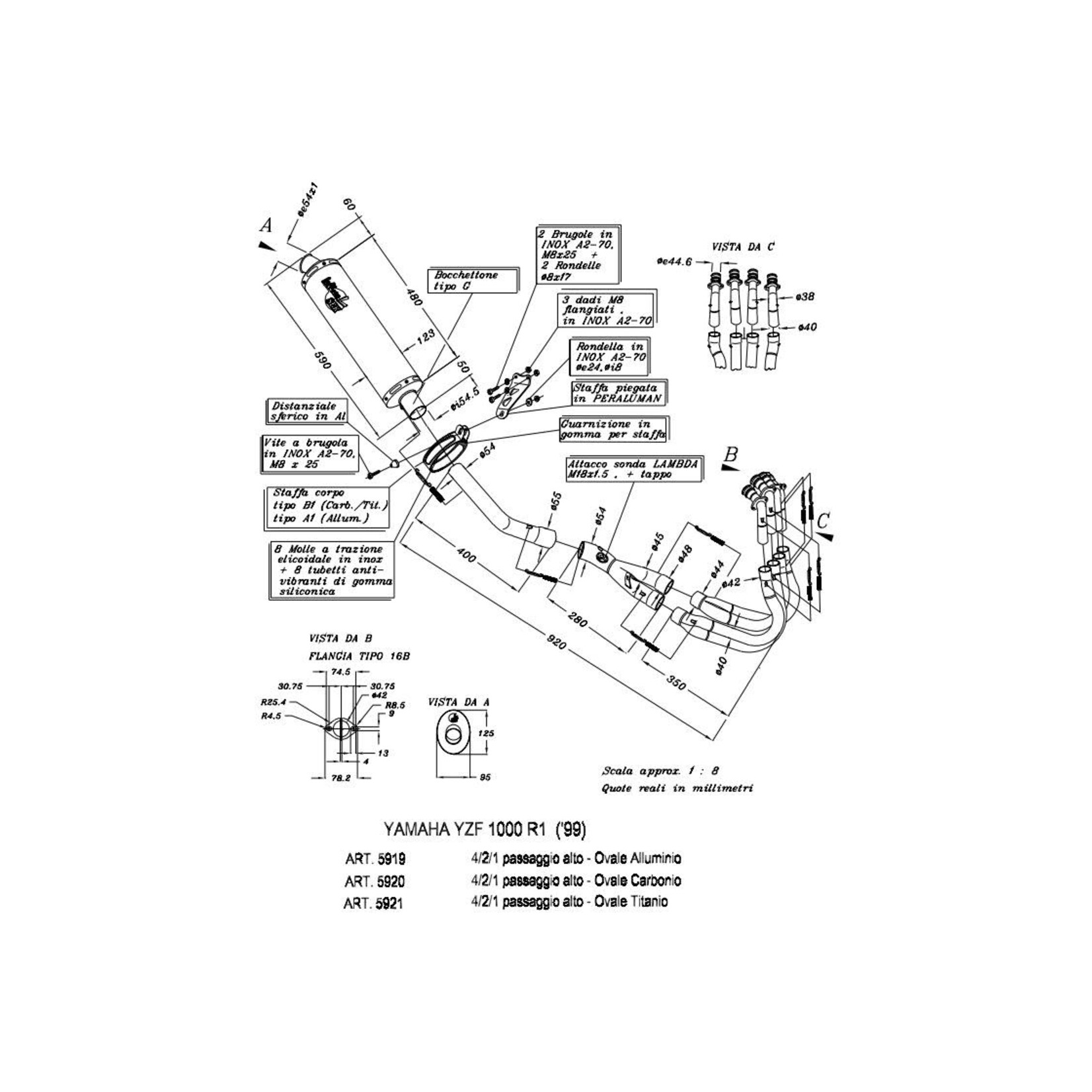 Leo-Vince Leo Vince exhaust Yamaha. YZF 1000 R1 4/2/1 high ovale carbon