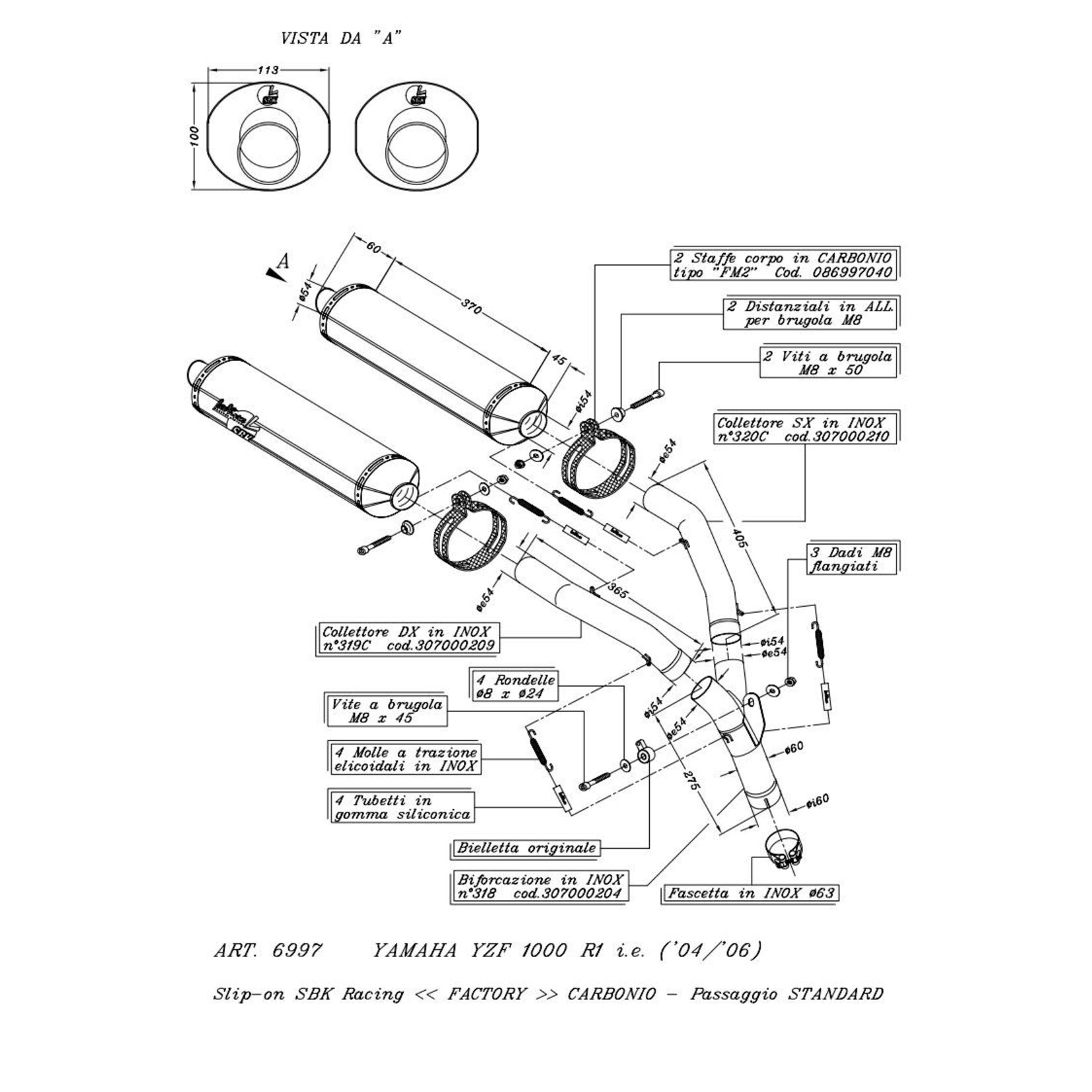 Leo-Vince Leo Vince exhaust Yamaha. YZF 1000 R1 ie 04 factory carbon