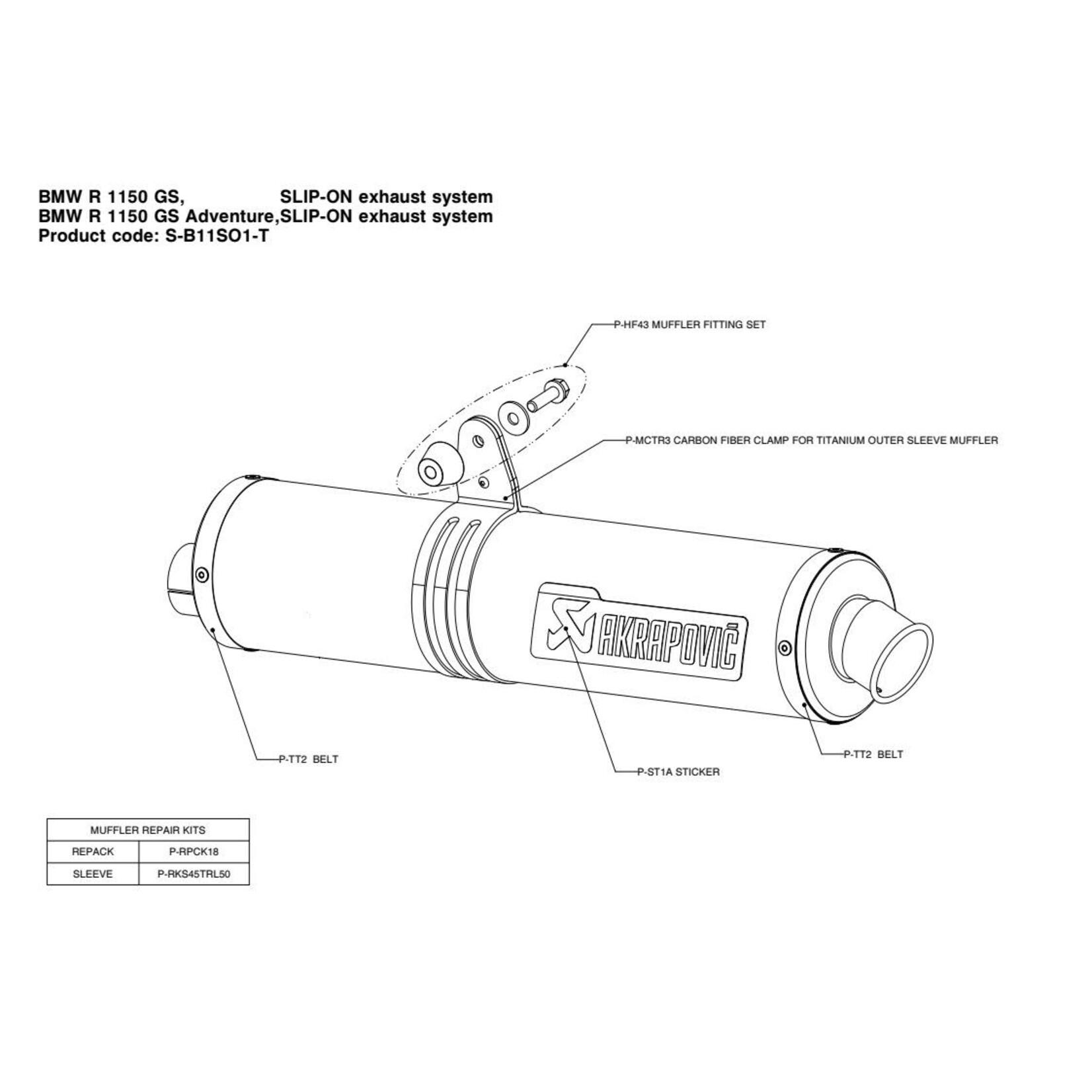 Akrapovic Akrapovic Exhaust BMW R1150 GS 99/03 adventure 01/03 SS/tit.demper &