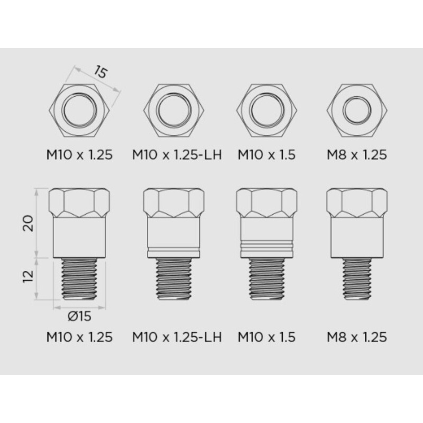 Quad-Lock QUAD LOCK Mirror Stem Mount Adapter Kit M8/M10