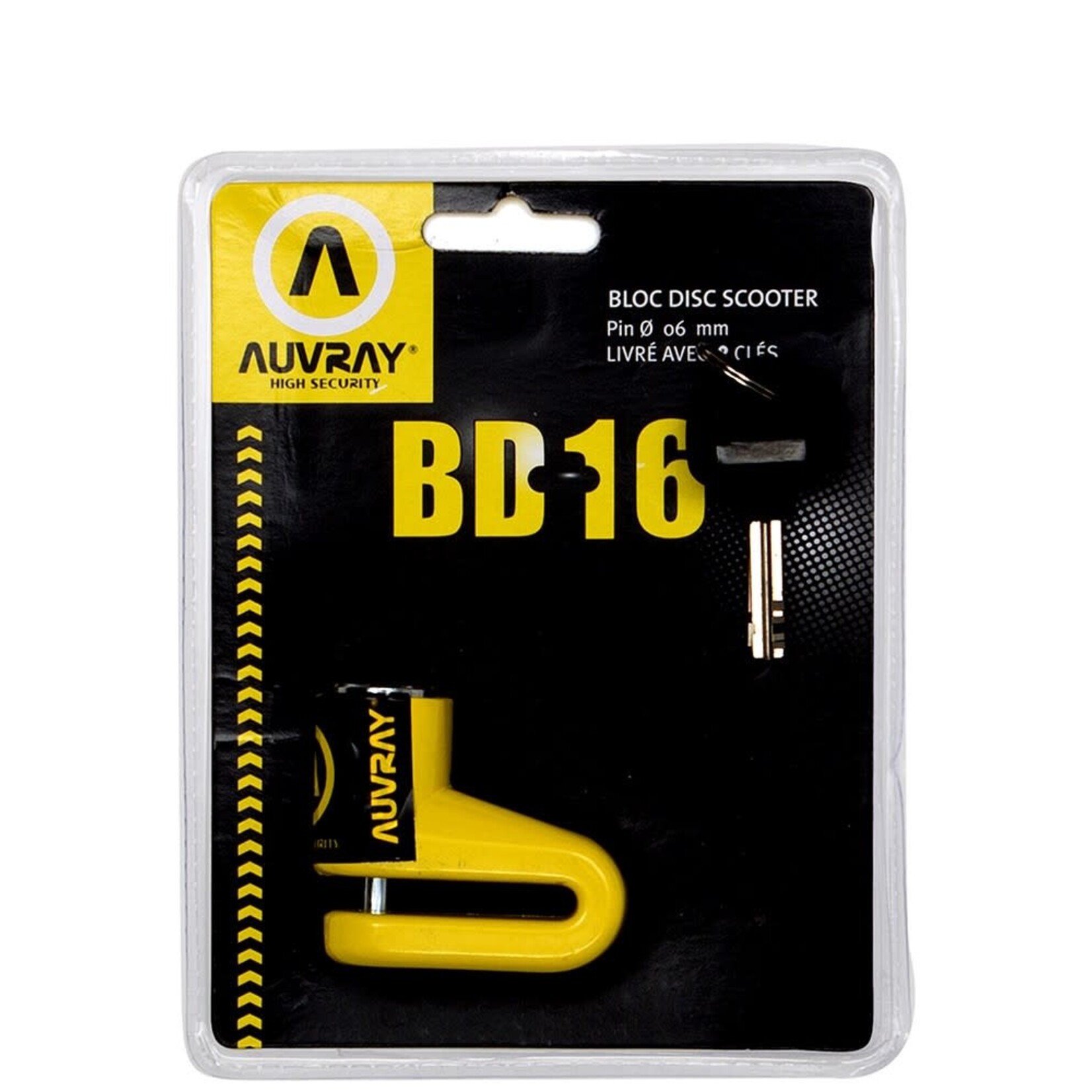 Auvray Auvray disc lock bd 16 scooter dia 16mm yellow/black