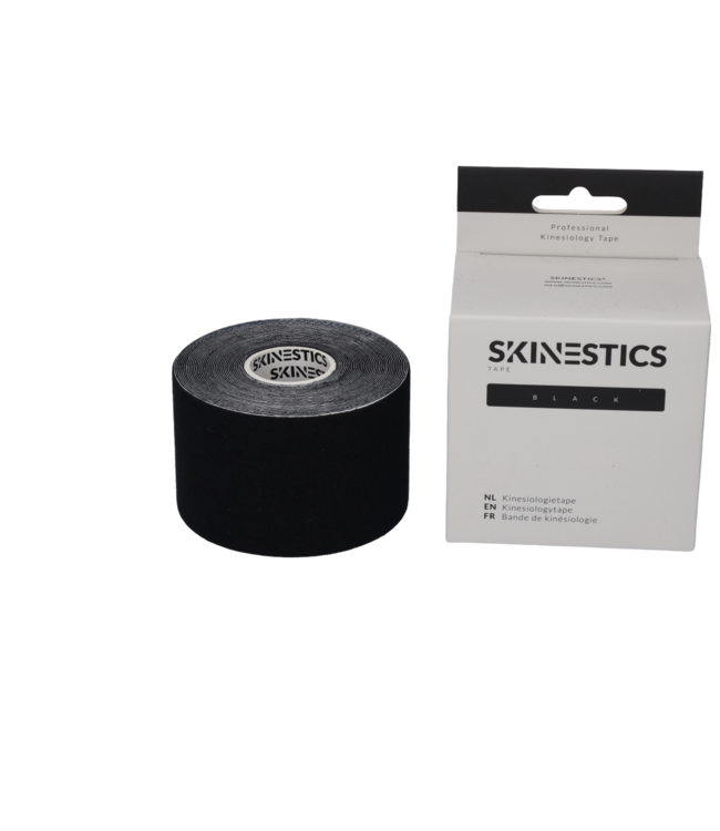 Skinestics Skinestics Kinesiologie tape – Sport tape – Fysio tape – Kleur zwart – nu 20% langer, 600 cm lang bij 5 cm breed, 170% rekbaar gelijk aan menselijke huid, standaard voorzien van extra sterke lijm, katoen, voor het hele lichaam, medical taping - Copy - Cop