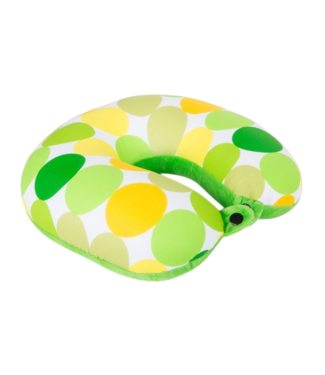 Invitalis Coussin de voyage Kuschelmaxx vert - cercles jaunes
