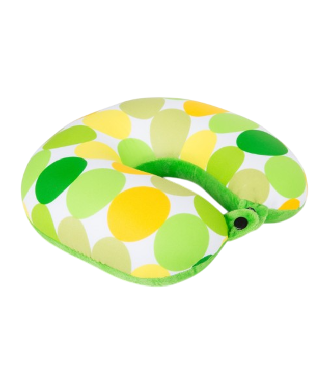 Invitalis  Kuschelmaxx almohada de viaje para el cuello verde - círculos amarillos