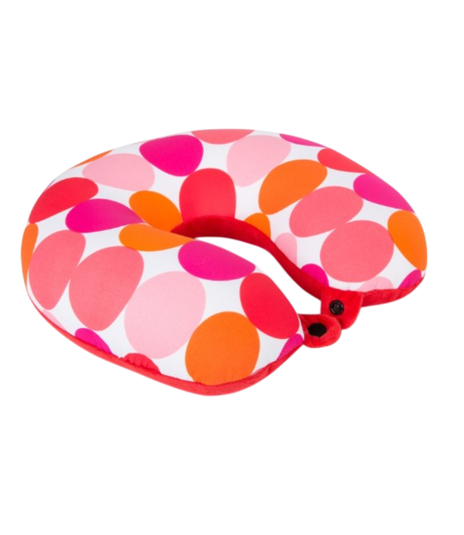 Invitalis  Poduszka podróżna na szyję Kuschelmaxx pomarańczowo - czerwone kółka