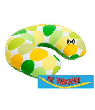 Invitalis Coussin de voyage Kuschelmaxx vert - cercle jaune avec vibration