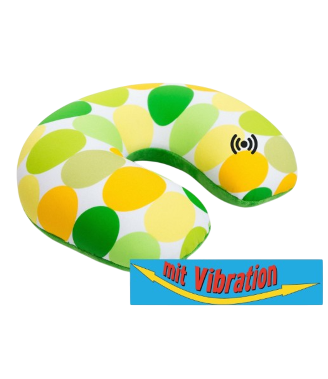 Invitalis  Coussin de voyage Kuschelmaxx vert - cercle jaune avec vibration