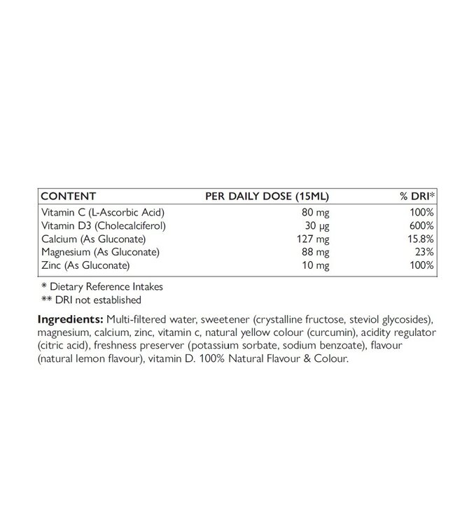 Swedish Healtbrand Calcium-magnésium vitamine liquide (SANS OGM) pendant 33 jours comprenant un verre doseur, du zinc, de la vitamine C+D, végétalienne, sans gluten, sans levure, contenu de 500 ml, apport quotidien de 15 ml