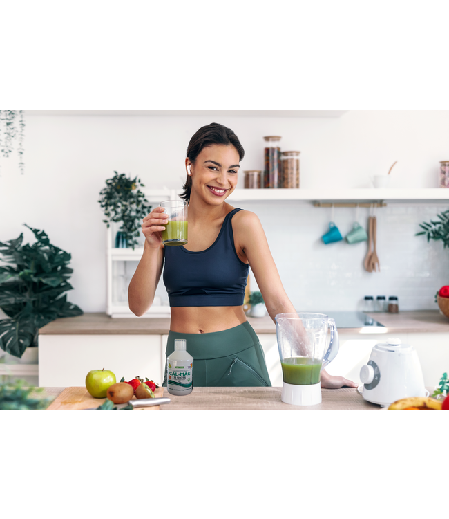 Swedish Healtbrand Wapń-magnez Witamina w płynie (BEZ GMO) na 33 dni zawiera miarkę, cynk, witamina C+D, wegańska, bezglutenowa, bez drożdży, zawartość 500 ml, porcja dzienna 15 ml