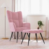 VidaXL Relaxstoel + Voetenbank Roze -56% Korting!
