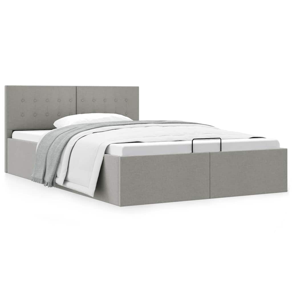 vidaXL Bedframe 140x200 Lichtgrijs m. Opbergruimte -35%