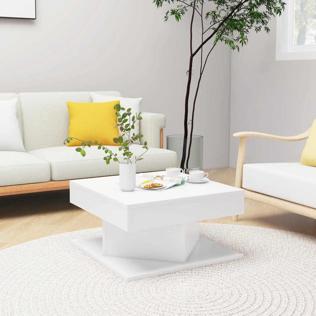 Salontafel Wit Hout - 57x57x30cm - 35% Korting!