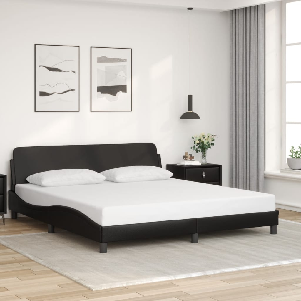 Zwart Kunstleren Bedframe 180x200 - 35% Korting! Zo Goed Als Nieuw