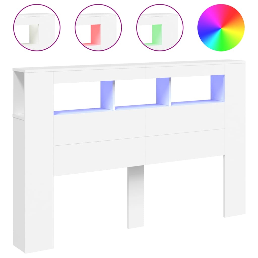 vidaXL LED Hoofdeinde 160cm Wit - Zo Goed Als Nieuw! 35% Korting