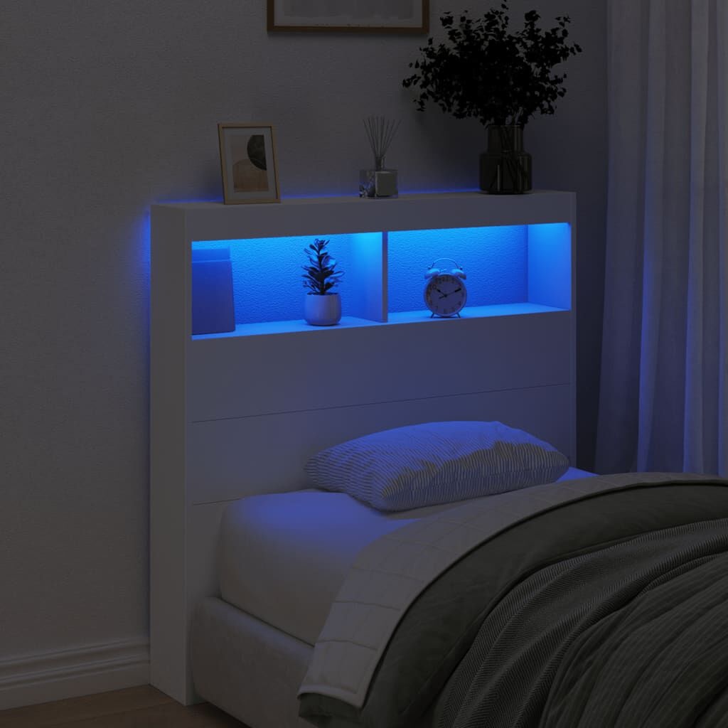 vidaXL Hoofdbordkast LED 100cm Wit - 55% Korting! (Lichte schade)