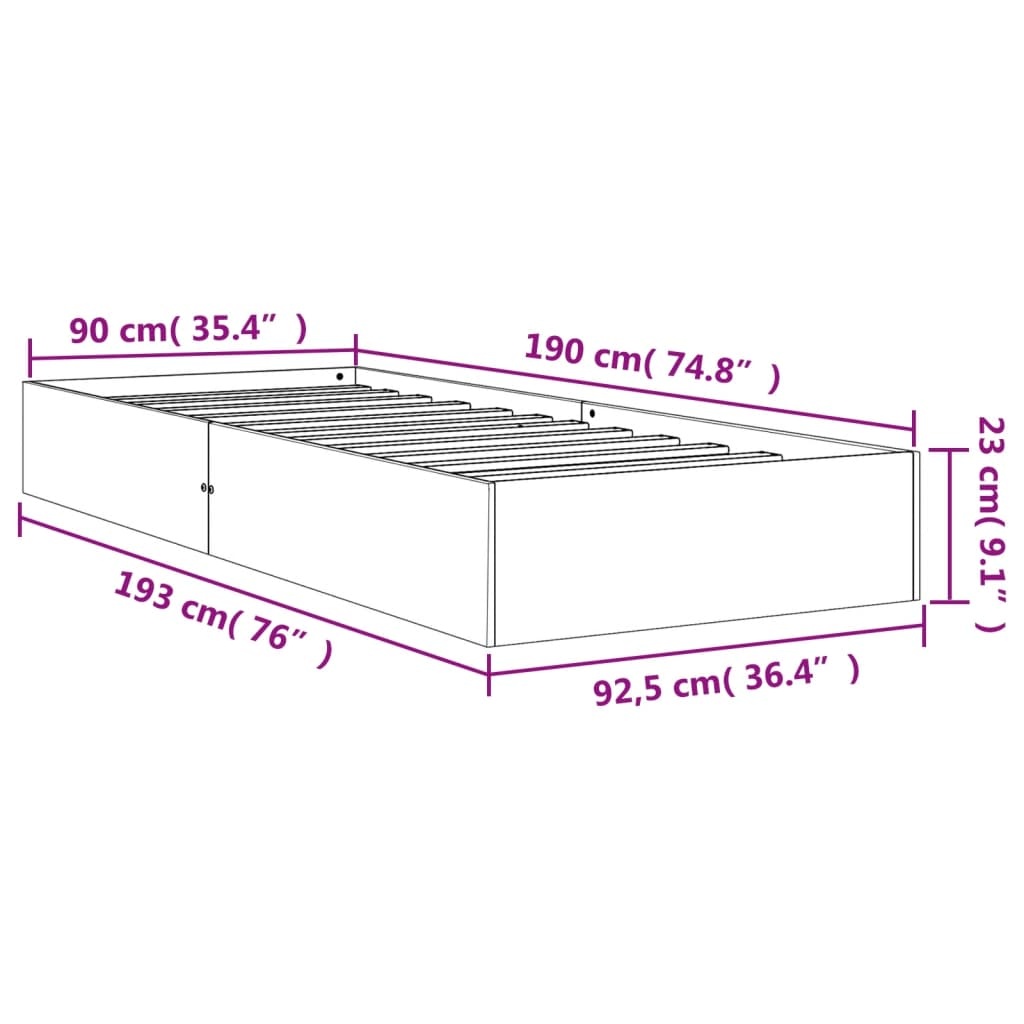 Grenen Bedframe 90x190 cm Wasbruin - 35% Korting!