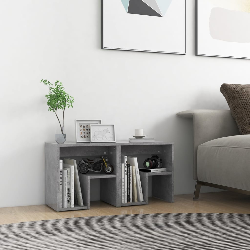 vidaXL Nachtkastjes (2x) Betongrijs - 35% Korting!