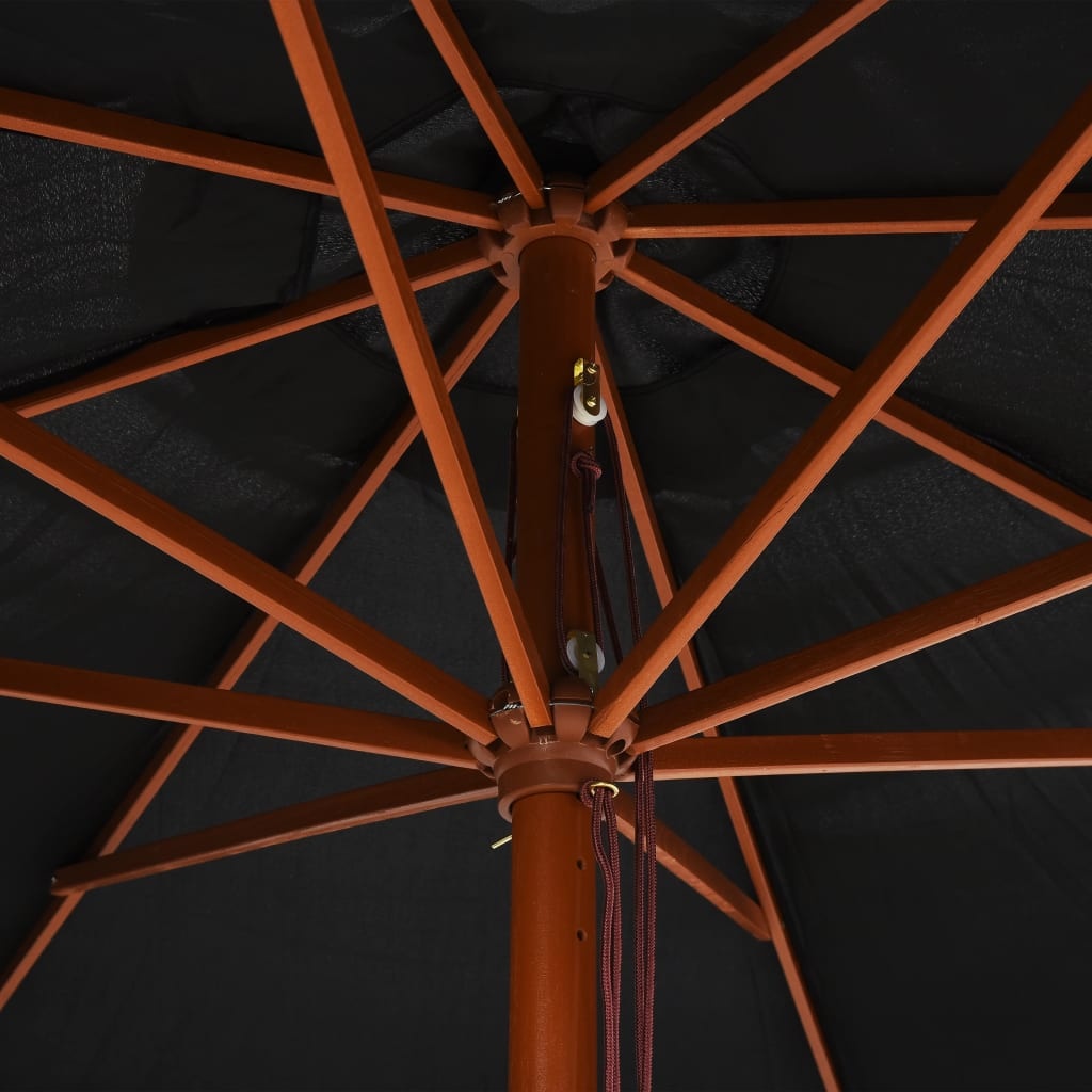vidaXL Parasol Zwart 350cm Hout - 35% Korting!