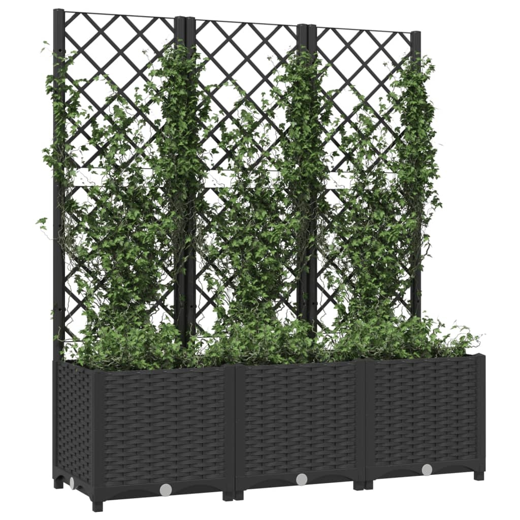 vidaXL Plantenbak met Latwerk 120cm Zwart - 35% Korting!