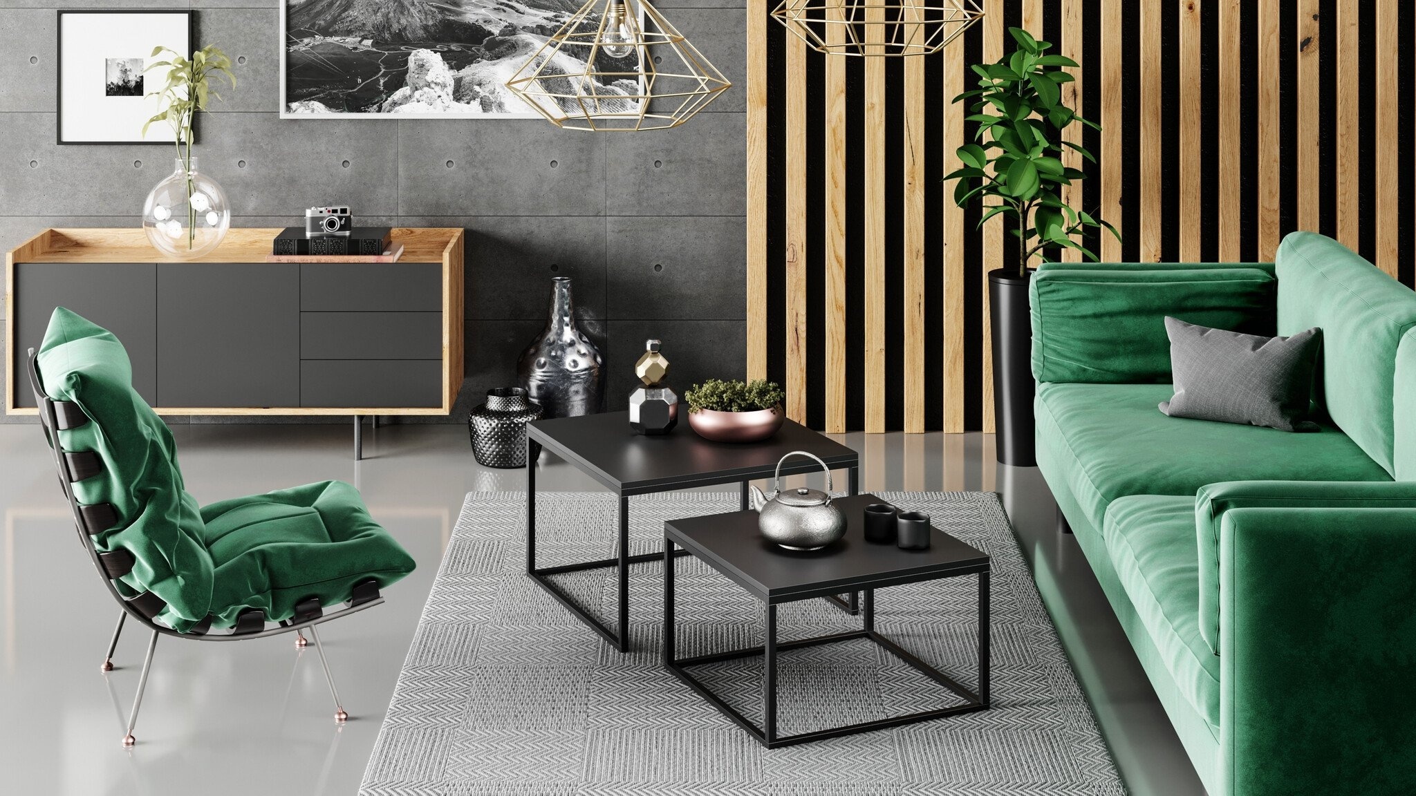 Salontafel Set Zwart - Beschadigd - 57% Korting!